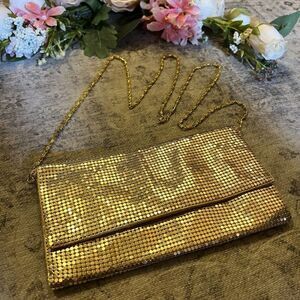 Muche et Muchette Paris Gold Mesh Clutch Bag with Detachable Chain Strap